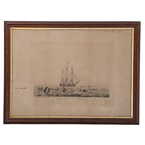 <i>South Sea Whale Fishery</i> Engraving After William J. Huggins (English, 1781-1845)