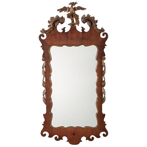 Chippendale Mahogany Mirror with Gilt Phoenix