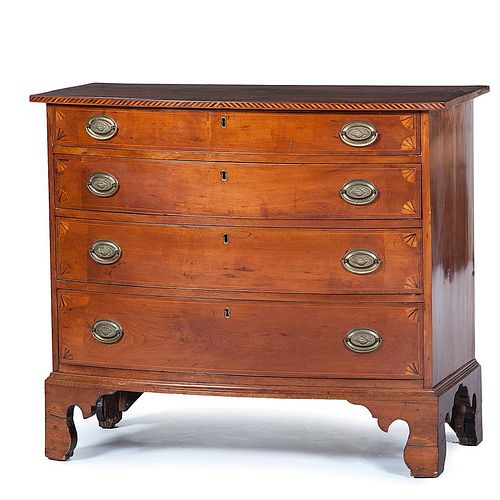 A Fine New England Federal Bowfront Chest of Drawers