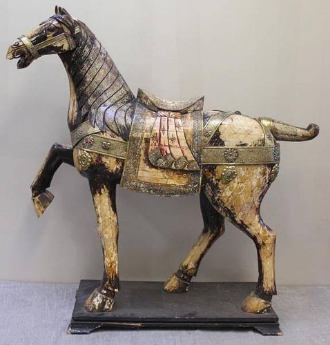 Large Vintage Asian Bone Veneer Horse.