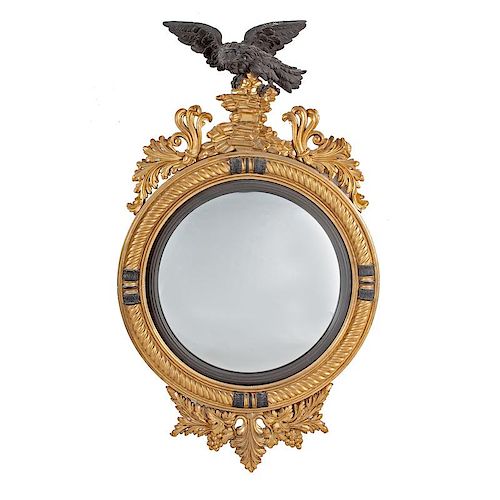 Classical Convex Gilt Mirror With Eagle