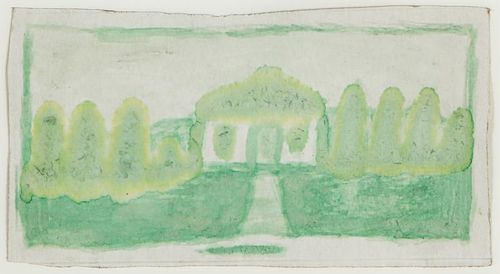 James Castle (1899-1977) Untitled (Green House with Trees)