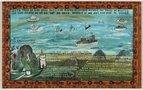 Howard Finster (1916-2001) "Death Trap of the High Seas", #399 (1977)