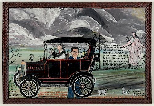 Howard Finster (1916-2001) "We Now Have Broad Ways & Cars" #344 (1977)