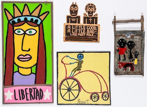 4 Mixed Media Works by Various 20th c. Artists