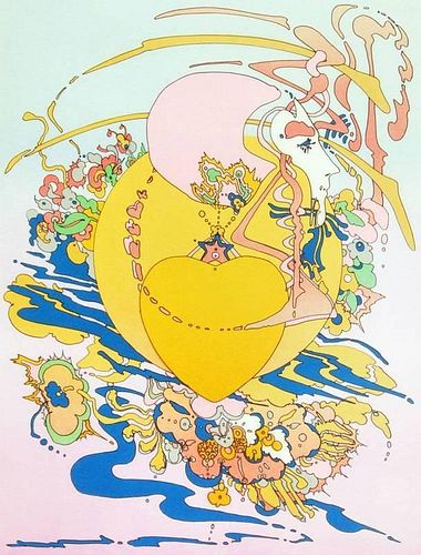 Peter Max "Heart" Lithograph, Signed Edition