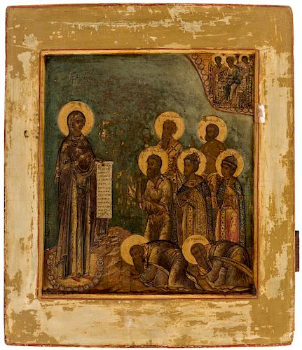 A RUSSIAN ICON OF THE MOSCOW BOGOLIUBSKAYA MOTHER OF GOD, SECOND HALF OF THE 18TH CENTURY