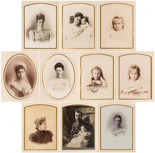 TEN CABINET PHOTOGRAPHS OF EMPEROR NICHOLAS II AND OTHER MEMBERS OF THE ROMANOV FAMILY, 1890S