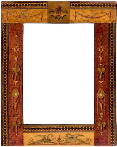 A WOOD MARQUETRY FRAME, PROBABLY RUSSIAN 19TH CENTURY
