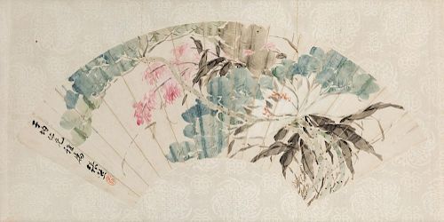 A CHINESE DECORATED FAN BY YHANG XING