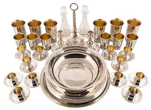 A VERY FINE VIENNESE SILVER TABLE SET FOR 6 PERSONS, CIRCA 1922
