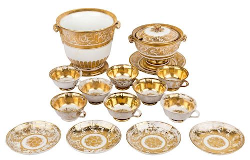 A RUSSIAN IMPERIAL PORCELAIN TEA-SET, FROM THE DOWRY SERVICE OF GRAND DUCHESS OLGA NIKOLAEVNA, IMPERIAL PORCELAIN FACTORY, ST