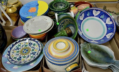 Six box lots to include a set of ten Reckless for Piatti by Bettina Assunta bowl, hand painted dinner plates, hand painted re