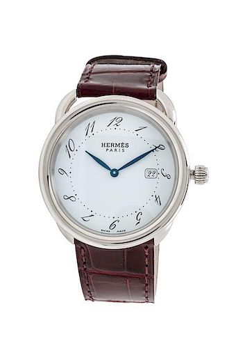 An Hermes Arceau GM Steel Watch, 9" x 1.5".