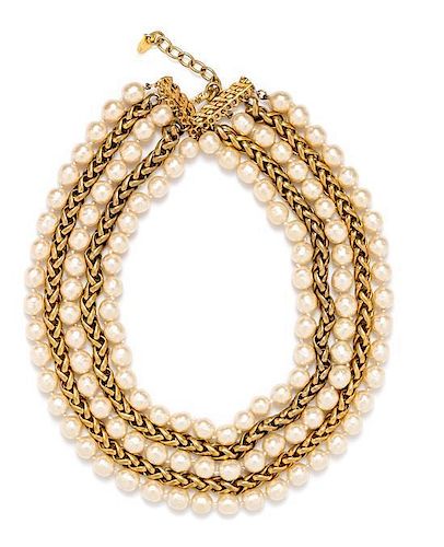 A Chanel Multistrand Faux Pearl and Goldtone Necklace,