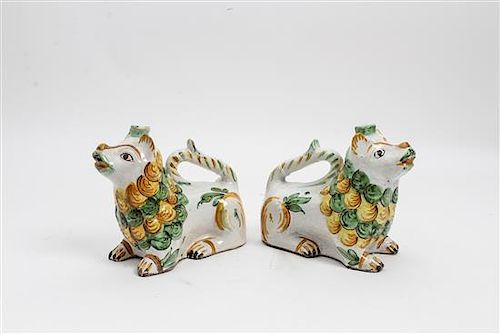 * A Pair of Italian Ceramic Pitchers Width 8 inches.