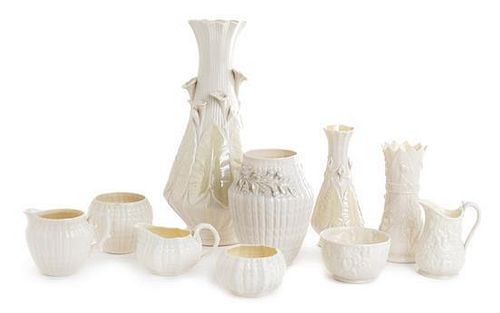 A Collection of Ten Belleek Porcelain Table Articles