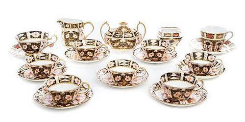 A Collection of Royal Crown Derby Imari Tea Articles Height of covered sugar 3 5/8 inches.