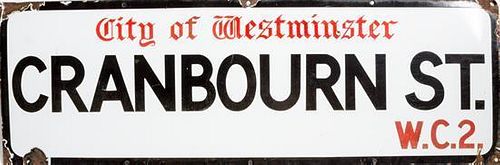 * Two Metal London Street Signs Height of each 12 x width 36 inches.