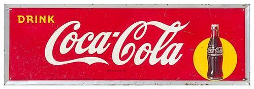 * A Vintage Metal Coca-Cola Advertising Sign 18 x 53 3/4 inches.
