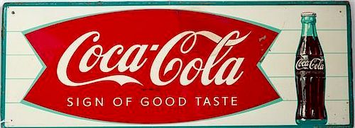 * A Vintage Metal Coca-Cola Advertising Sign 11 3/4 x 31 3/4 inches.
