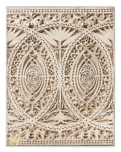 * A Cast Plaster Panel after Adler & Sullivan Height 38 1/2 x width 30 1/4 inches.