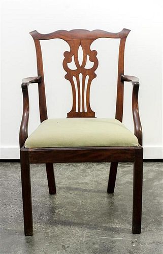 A Chippendale Mahogany Side Chair Height 37 1/2 inches.
