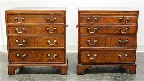 A Pair of Georgian Style Mahogany Chests of Drawers Height 25 x width 22 x depth 14 1/2 inches.