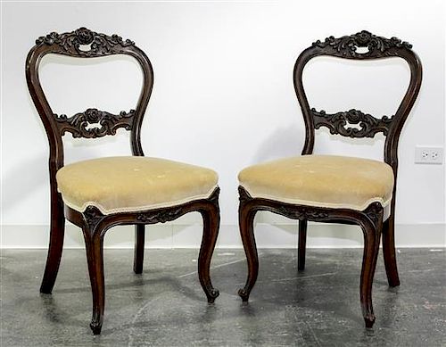 * A Pair of Victorian Side Chairs Height 34 inches.