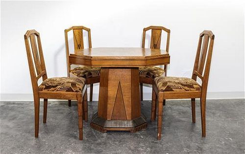 An Austrian Art Deco Table and Chair Set Height of chairs 37 3/4 inches.