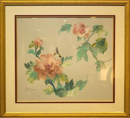 A Chinese Style Painting Framed 30 3/4 x 33 3/4 inches.