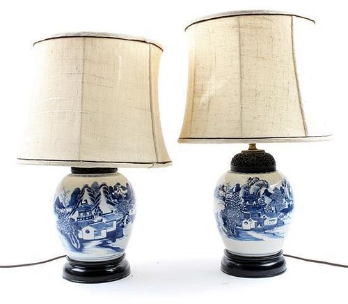 * A Pair of Chinese Porcelain Ginger Jars
