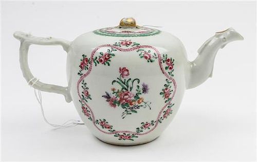 * A Chinese Export Porcelain Teapot Height overall 4 inches.