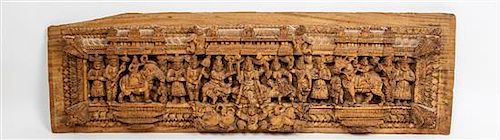 * An Indian Carved Wood Panel Length 30 inches.