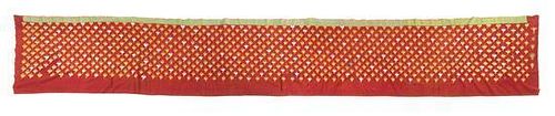 * An Indian Silk Embroidered Cotton Sari Dimensions of largest 227 x 40 inches.