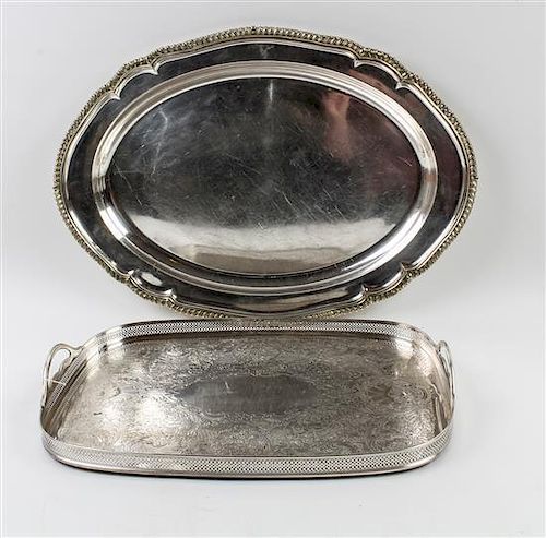 Two Silver-Plate Trays Length of Longest 25 inches.
