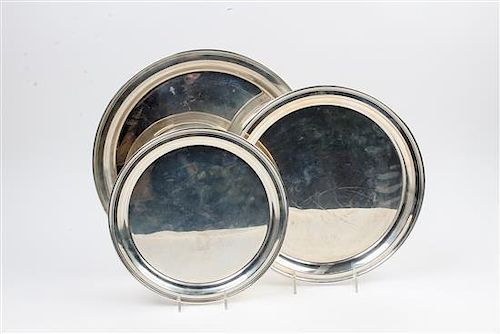 * Three American Silver Trays, Wallace Silversmiths, Wallingford, CT, each of circular form