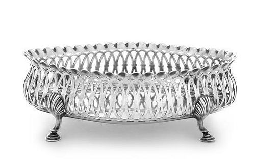 An American Silver Reticulated Basket, Gorham Mfg. Co., Providence, RI, 1886, having a scalloped rim with a pierce-decorated