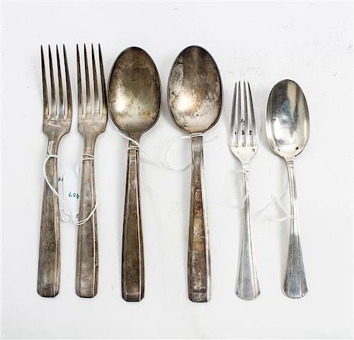 * A Group of French Silver Flatware, Societe Parisienne de Bijouterie, Paris, Early 20th century and others, comprising a pai