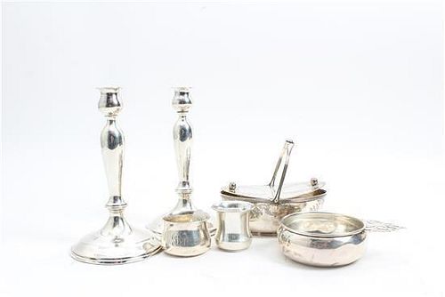 * A Group of Six American Silver Articles, Various Makers, comprising a condiment boat, porringer, two child's cups and a pai