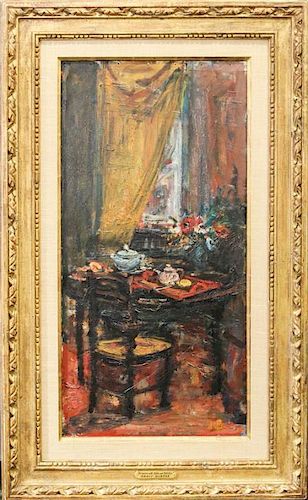 * Arbit Blatas, (Lithuanian, 1908-1999), Interior with Table and Still Life