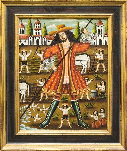 * Peruvian School, (20th century), depicting a saint performing a miracle