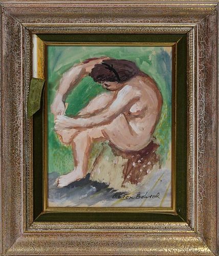 Aaron Bohrod, (American, 1907-1992), Seated Nude Female Grooming Her Foot