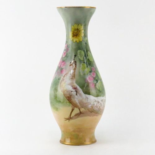 Antique Jean Pouyat Limoges France Art Nouveau Porcelain Vase.
