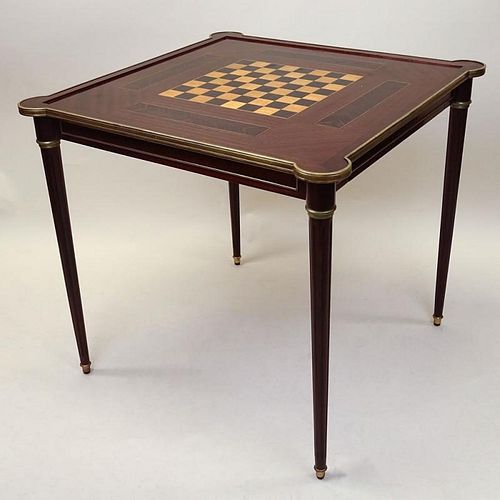 Mid 20th C Louis XVI Style Inlaid Game Table aka Tric-Trac Table.