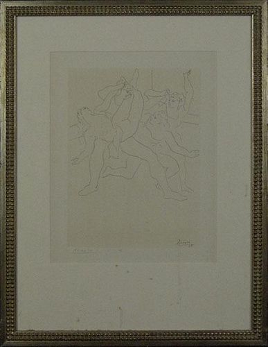 after: Pablo Picasso Spanish (1881-1973) Etching/Print "Four Girls Dancing"