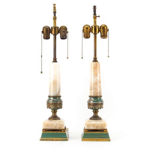 Pair Vintage Onyx Lamps.