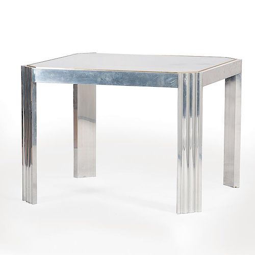 Italian Aluminum and Glass Table