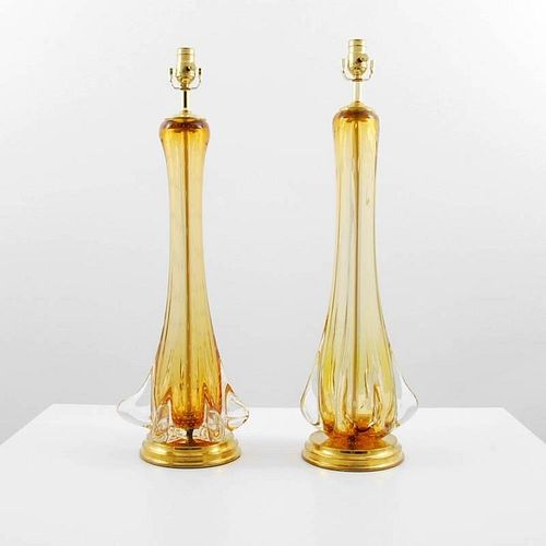 Large Glass Lamps With Internal Bubbles
