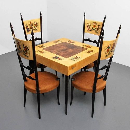 Rare Aldo Tura Game Table & Chairs